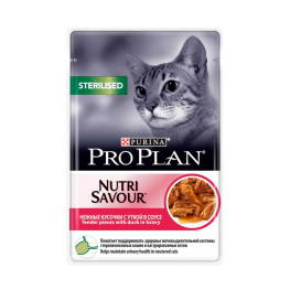 ПРО ПЛАН Влажный корм Purina Pro Plan для стерилизованных кошек и кастрированных котов, утка в соусе, пауч, 85 г